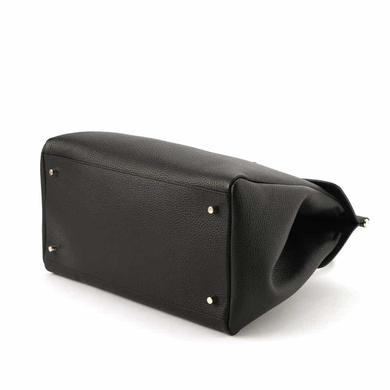 BARNEYS NEW YORK レザー フラップトートバッグ BLACK