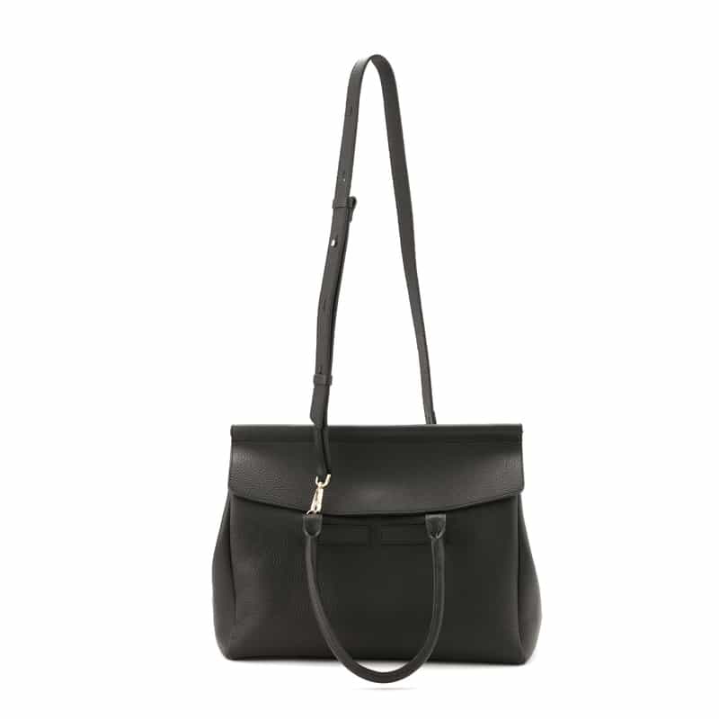 BARNEYS NEW YORK レザー フラップトートバッグ BLACK