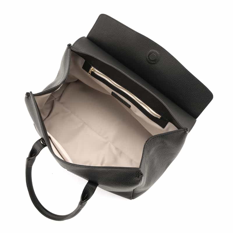 BARNEYS NEW YORK レザー フラップトートバッグ BLACK