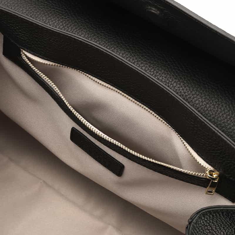 BARNEYS NEW YORK レザー フラップトートバッグ BLACK