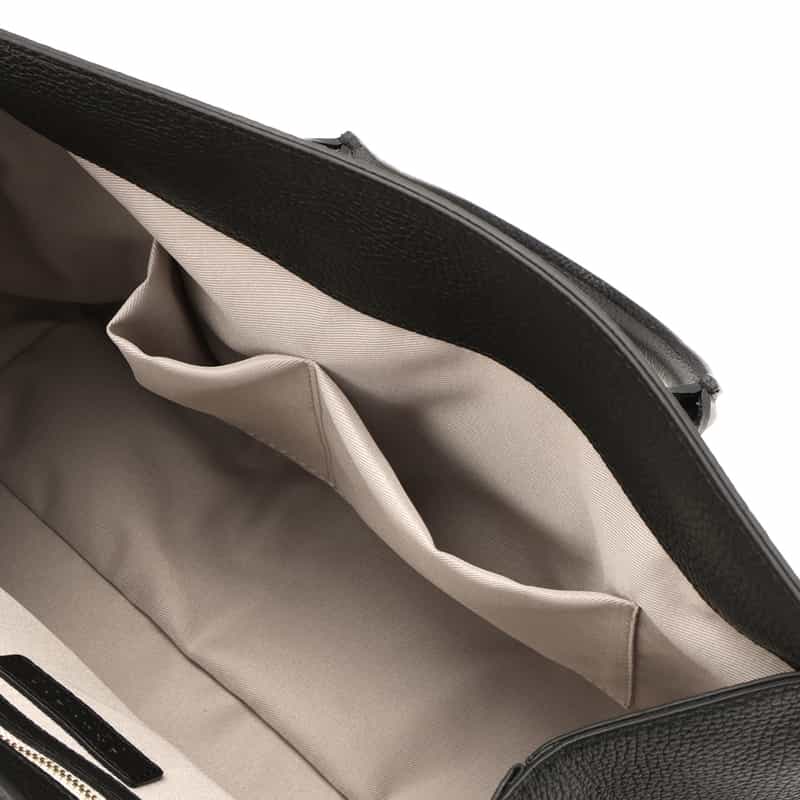 BARNEYS NEW YORK レザー フラップトートバッグ BLACK