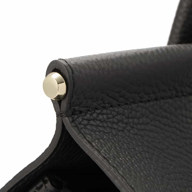 BARNEYS NEW YORK レザー フラップトートバッグ BLACK