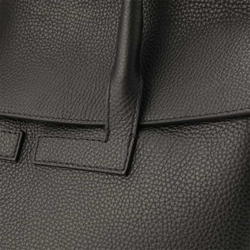 BARNEYS NEW YORK レザー フラップトートバッグ BLACK