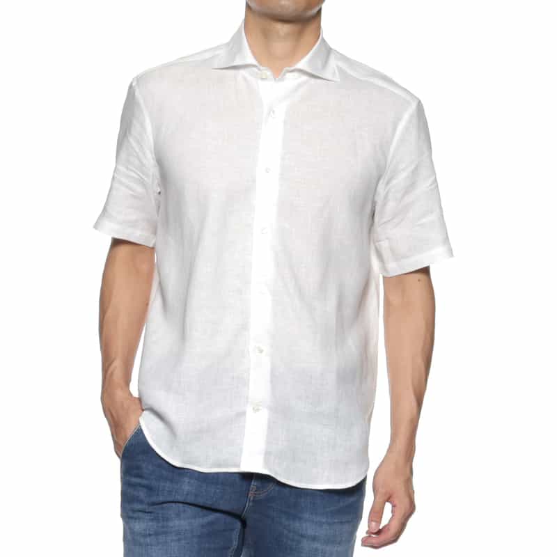 BARNEYS NEW YORK ウォッシャブル リネンシャツ WHITE