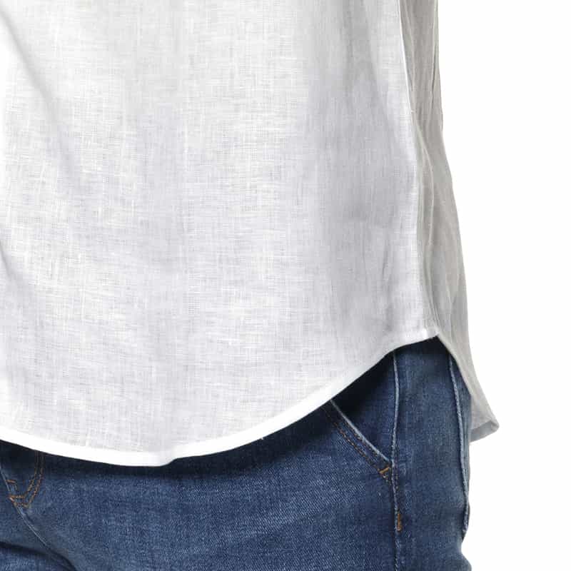 BARNEYS NEW YORK ウォッシャブル リネンシャツ WHITE