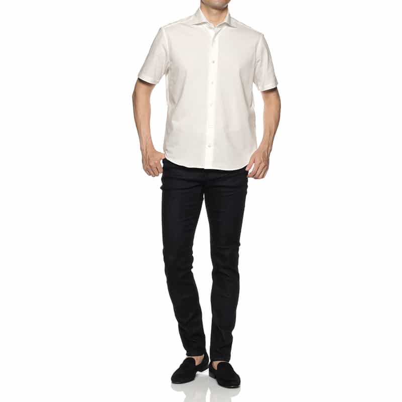 BARNEYS NEW YORK ウォッシャブル カジュアルシャツ WHITE