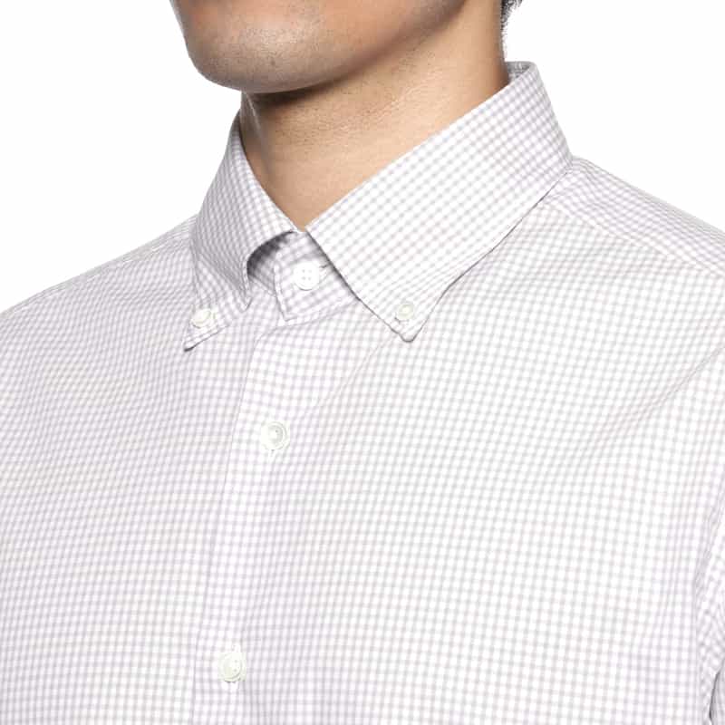 BARNEYS NEW YORK ギンガムチェック柄ボタンダウンシャツ GRAY