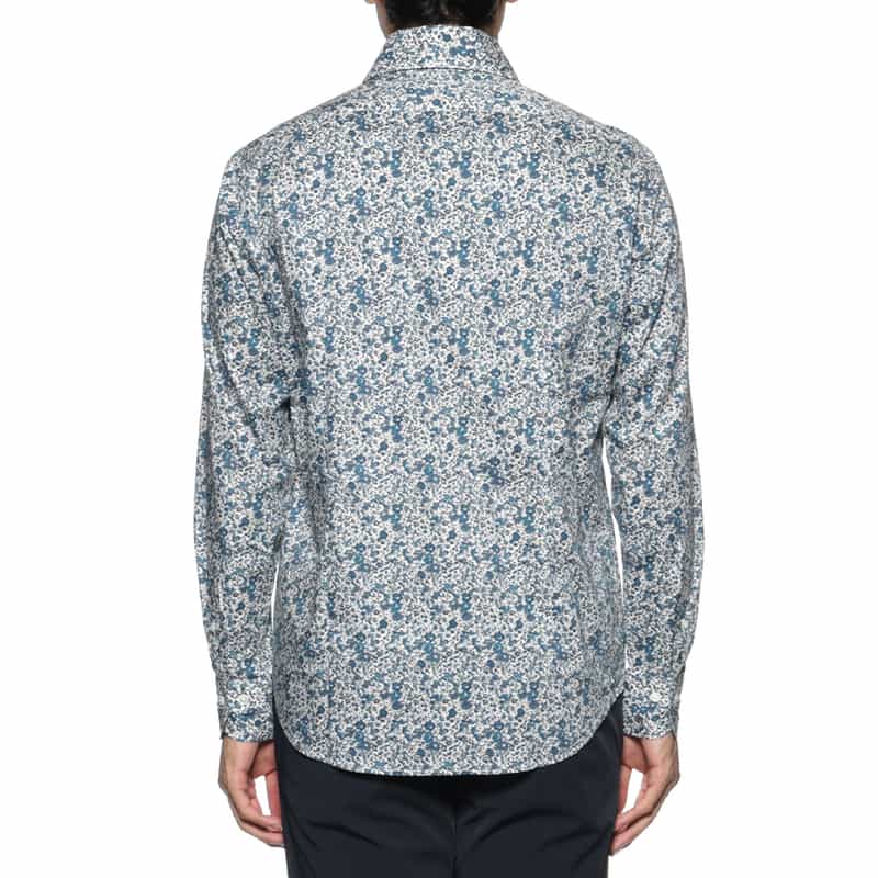 BARNEYS NEW YORK フラワー柄カジュアルシャツ BLUE