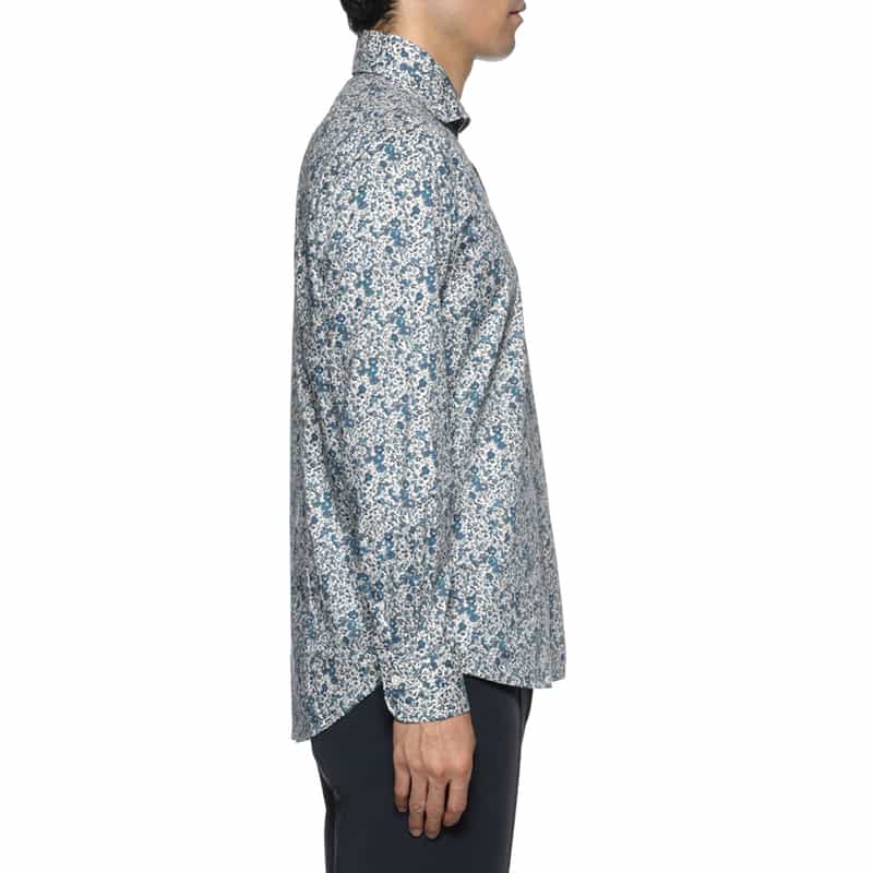 BARNEYS NEW YORK フラワー柄カジュアルシャツ BLUE