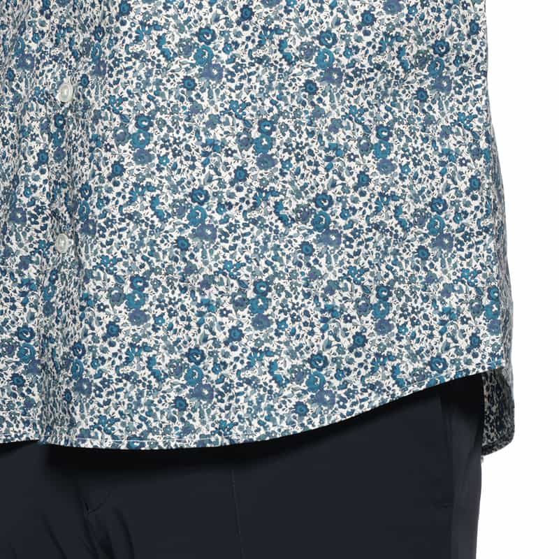 BARNEYS NEW YORK フラワー柄カジュアルシャツ BLUE