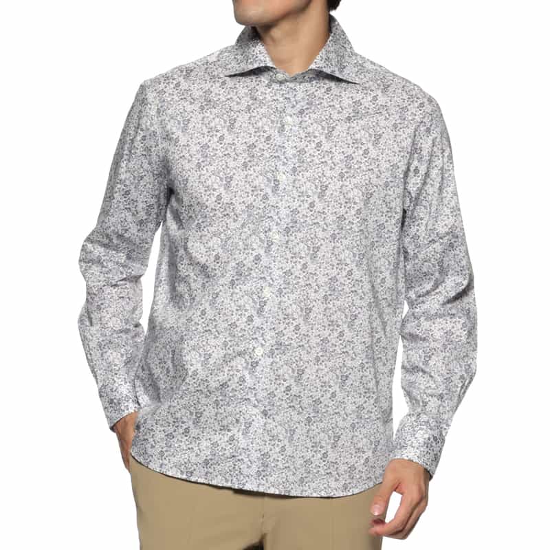 BARNEYS NEW YORK フラワー柄カジュアルシャツ PURPLE