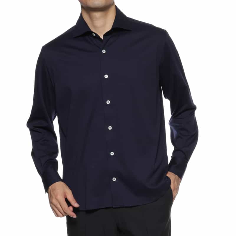 BARNEYS NEW YORK カジュアルシャツ （アルビニ社製コットン使用） NAVY