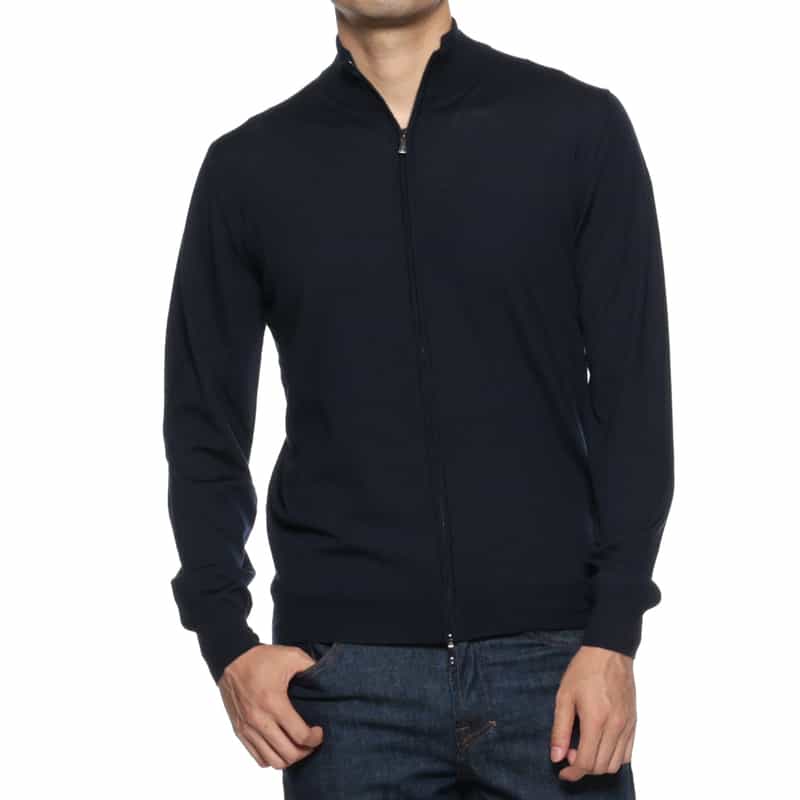 MAURO OTTAVIANI MAURO OTTAVIANI＜マウロ オッタヴィアーニ＞ バーニーズ　ニューヨーク限定ジップアップニットカーディガン NAVY