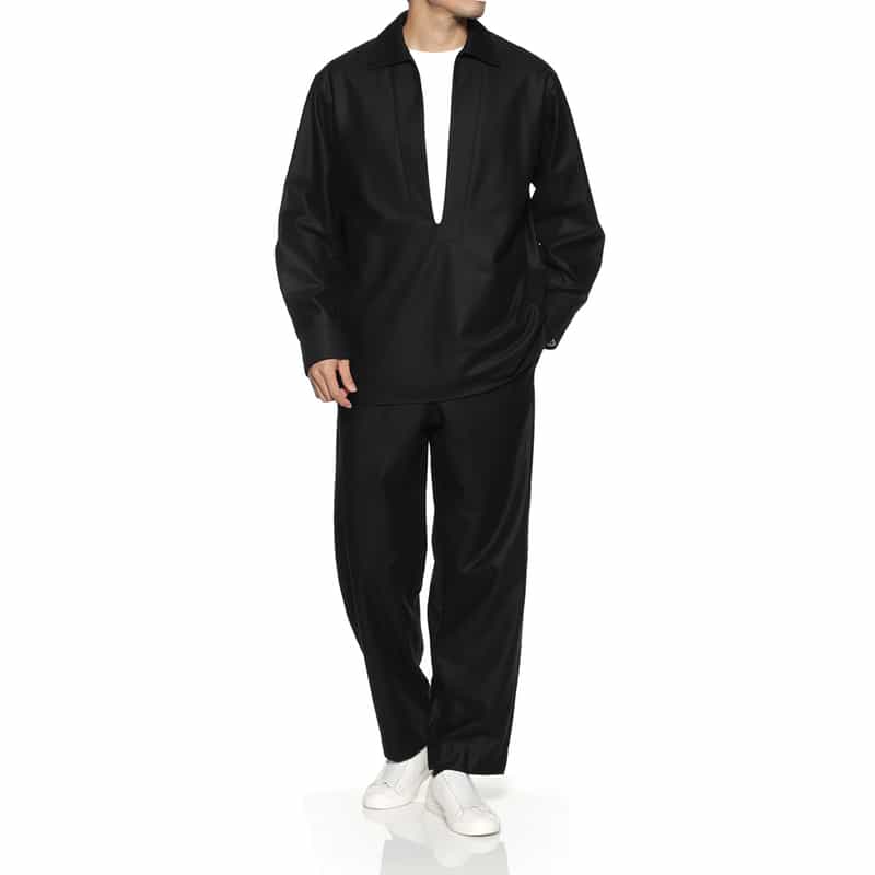 BARNEYS NEW YORK セットアップ イージーワイドストレートパンツ BLACK