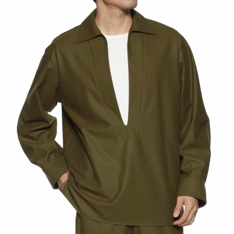 BARNEYS NEW YORK スキッパーシャツ KHAKI