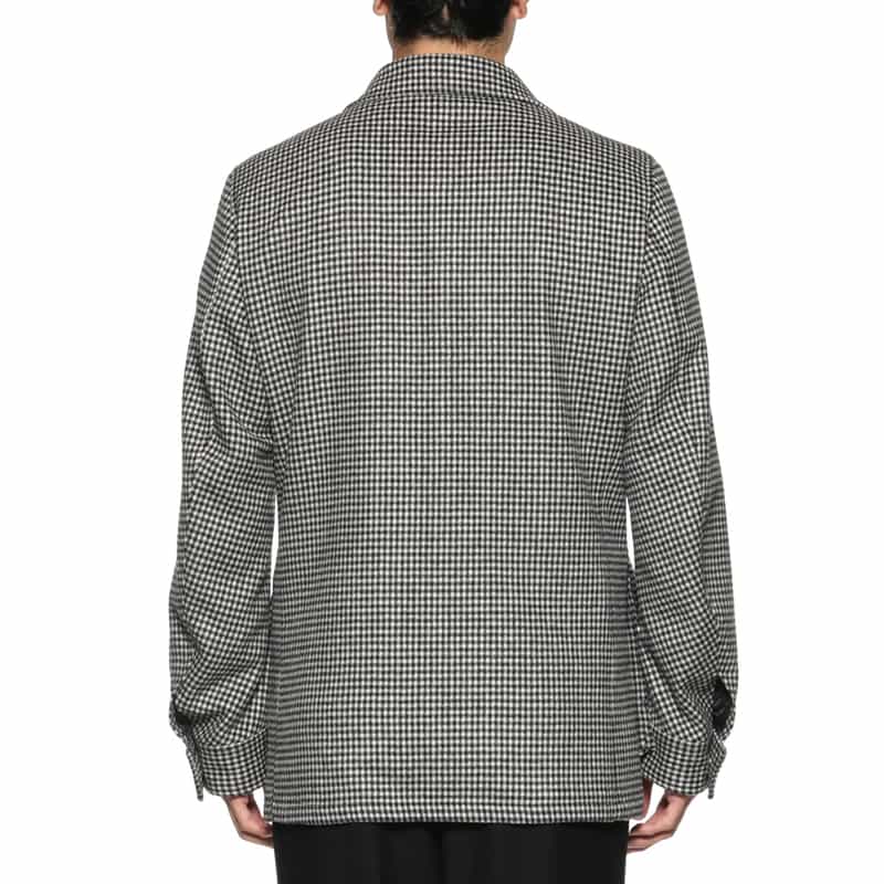 BARNEYS NEW YORK シェファードチェック柄ドライビングジャケット BLACK