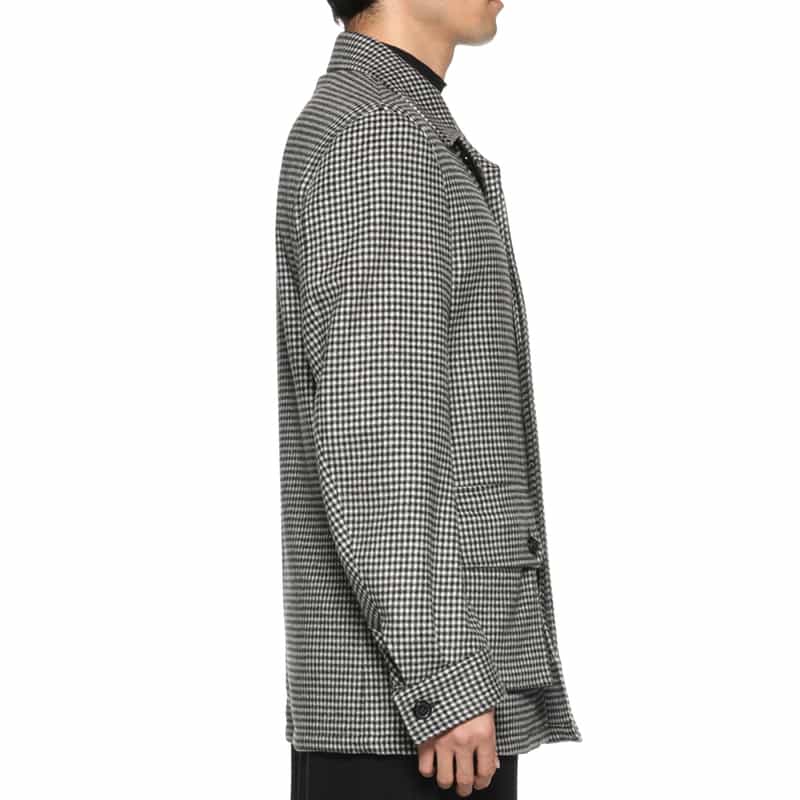 BARNEYS NEW YORK シェファードチェック柄ドライビングジャケット BLACK