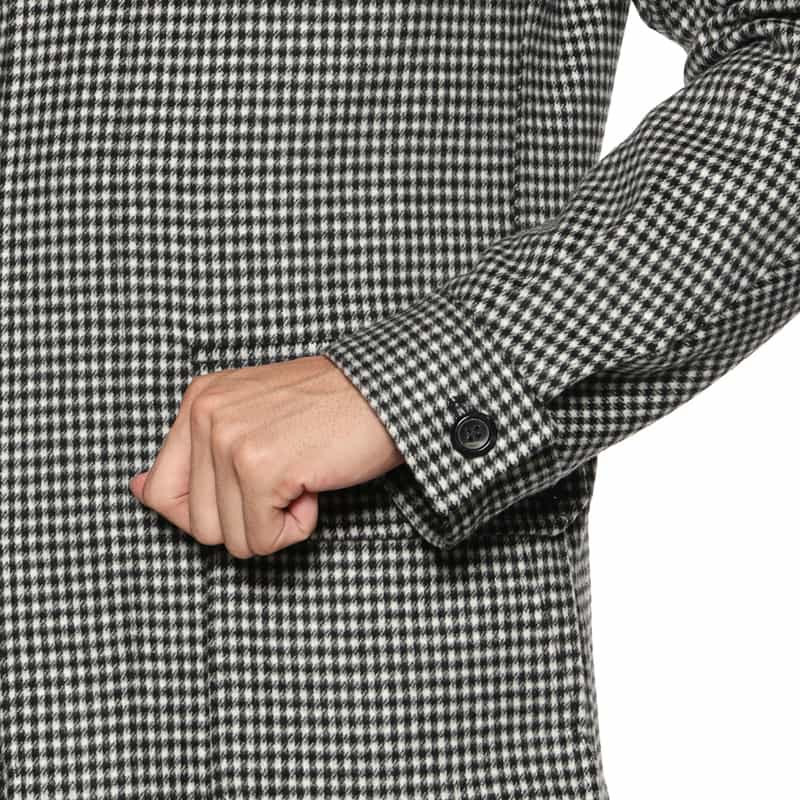 BARNEYS NEW YORK シェファードチェック柄ドライビングジャケット BLACK