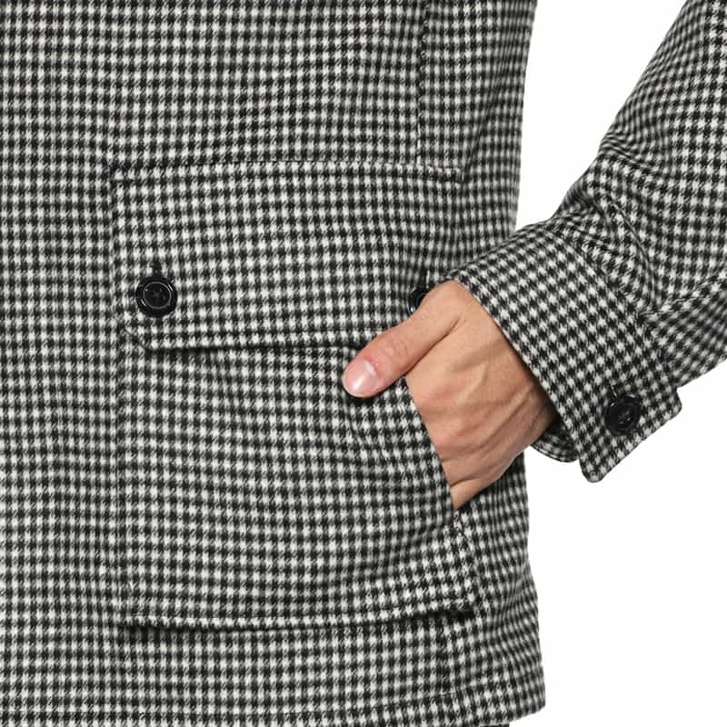 BARNEYS NEW YORK シェファードチェック柄ドライビングジャケット BLACK