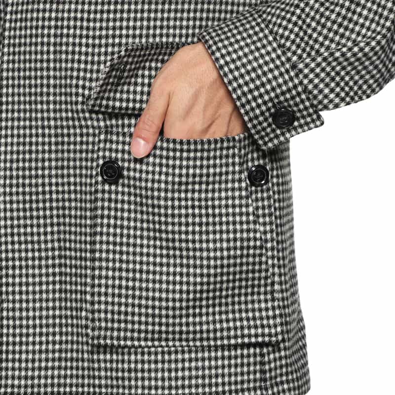 BARNEYS NEW YORK シェファードチェック柄ドライビングジャケット BLACK