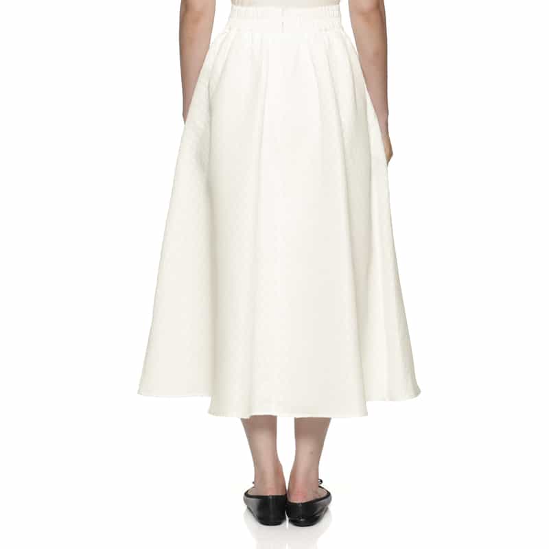 BARNEYS NEW YORK ウォッシャブル タック入りフレアスカート WHITE