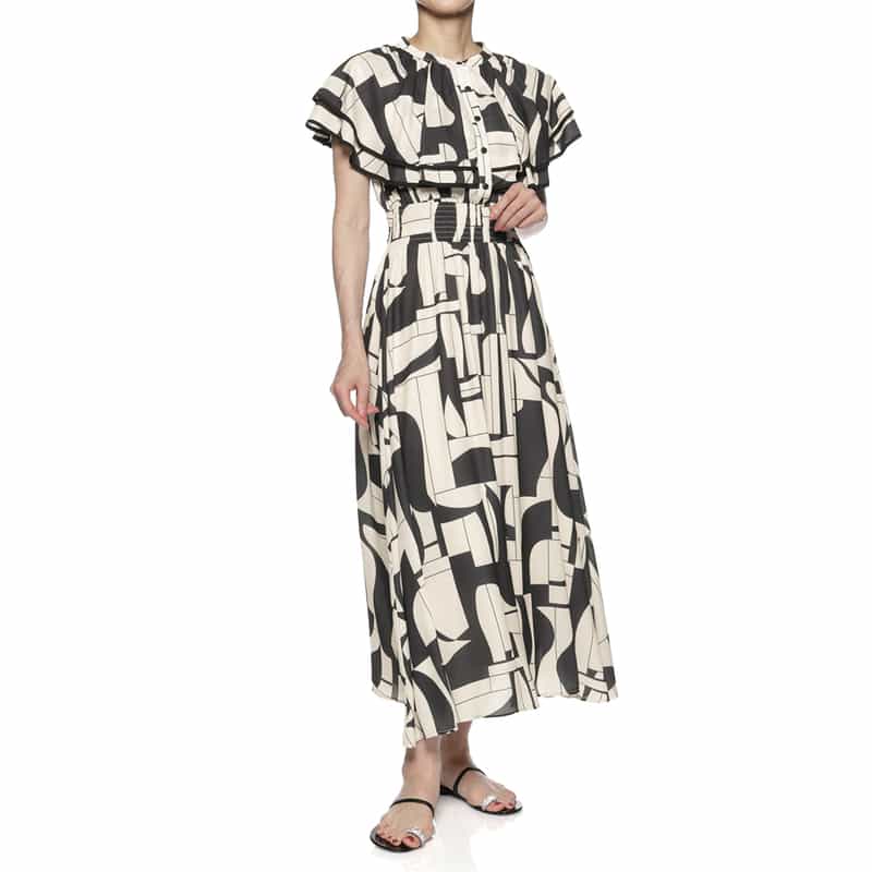 BARNEYS NEW YORK ウォッシャブル レイヤードロングドレス WHITE