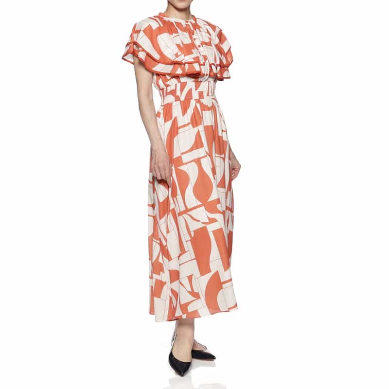 BARNEYS NEW YORK ウォッシャブル レイヤードロングドレス ORANGE