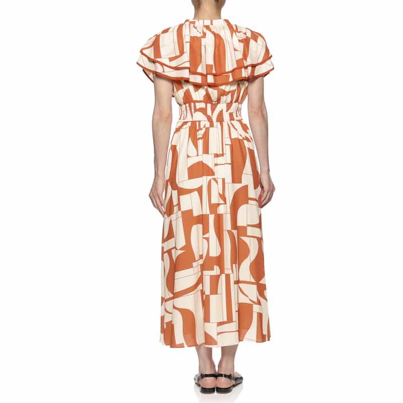 BARNEYS NEW YORK ウォッシャブル レイヤードロングドレス ORANGE