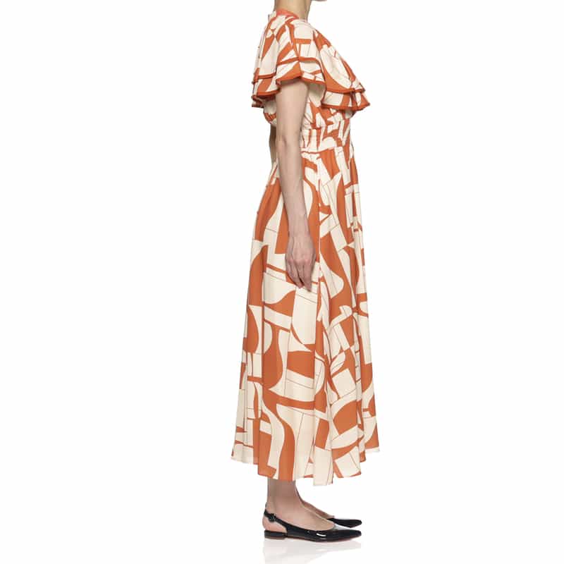 BARNEYS NEW YORK ウォッシャブル レイヤードロングドレス ORANGE