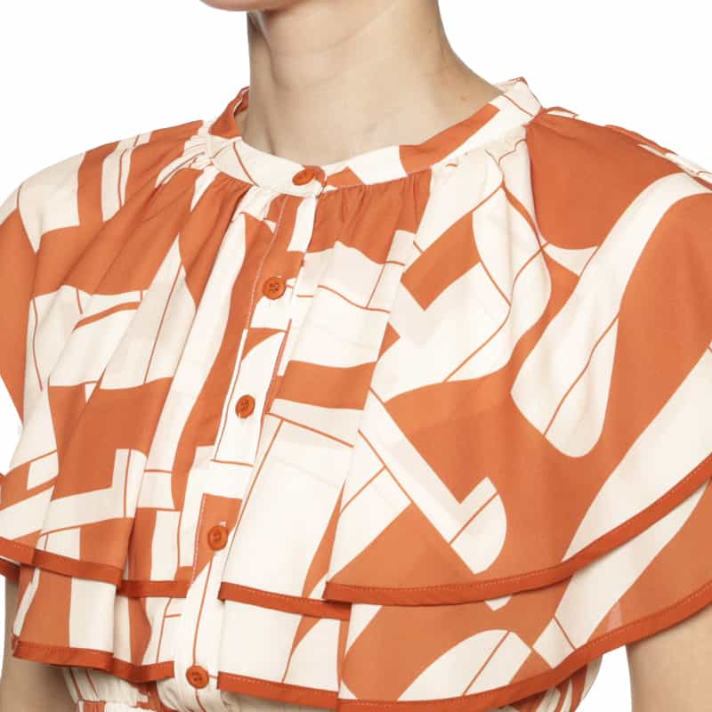 BARNEYS NEW YORK ウォッシャブル レイヤードロングドレス ORANGE