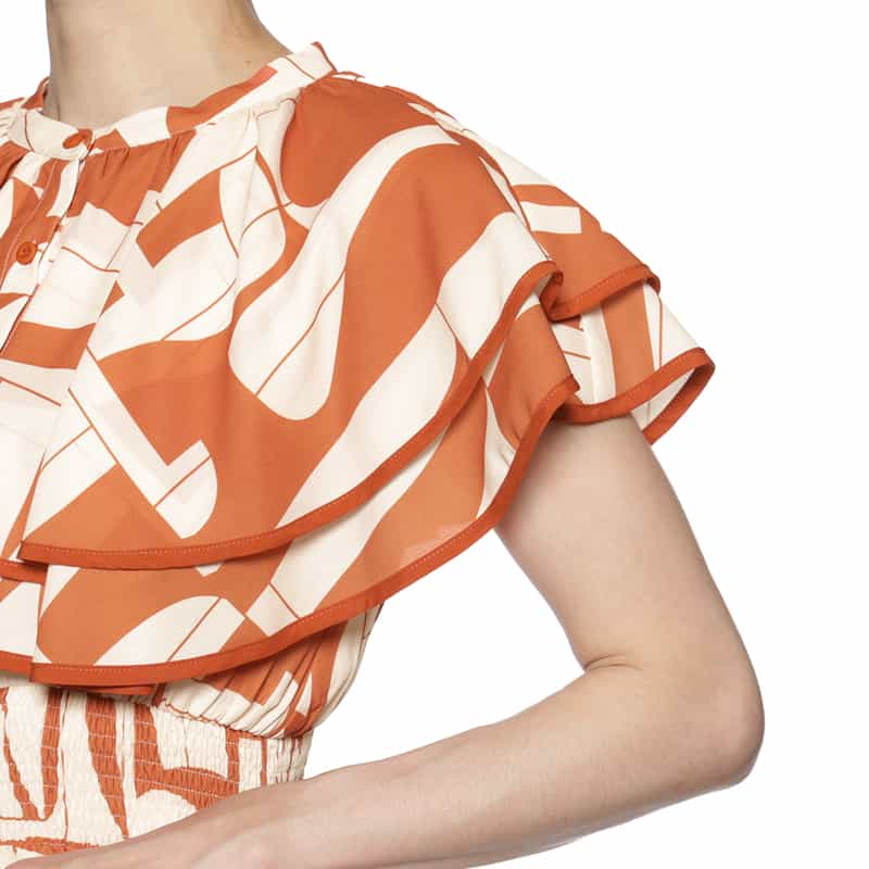 BARNEYS NEW YORK ウォッシャブル レイヤードロングドレス ORANGE