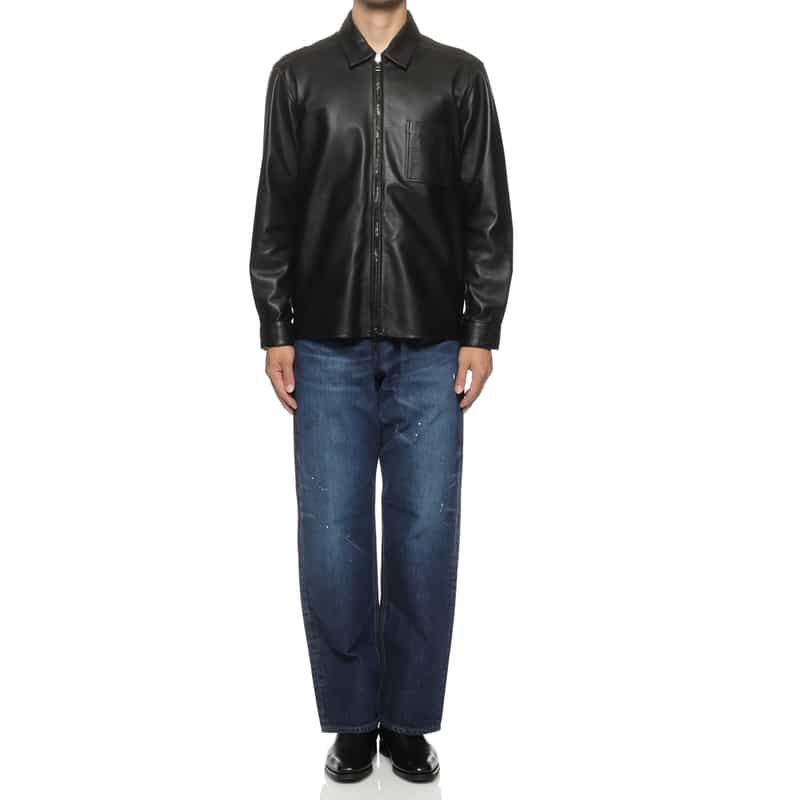 GELLI GELLI<ジェリ> ジップシャツ型レザージャケット BLACK