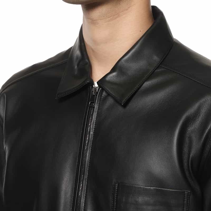 GELLI GELLI<ジェリ> ジップシャツ型レザージャケット BLACK