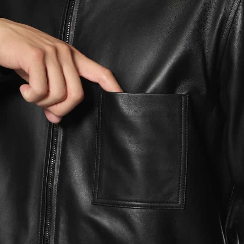 GELLI GELLI<ジェリ> ジップシャツ型レザージャケット BLACK