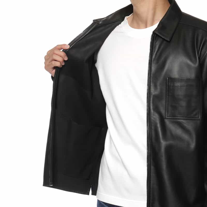 GELLI GELLI<ジェリ> ジップシャツ型レザージャケット BLACK