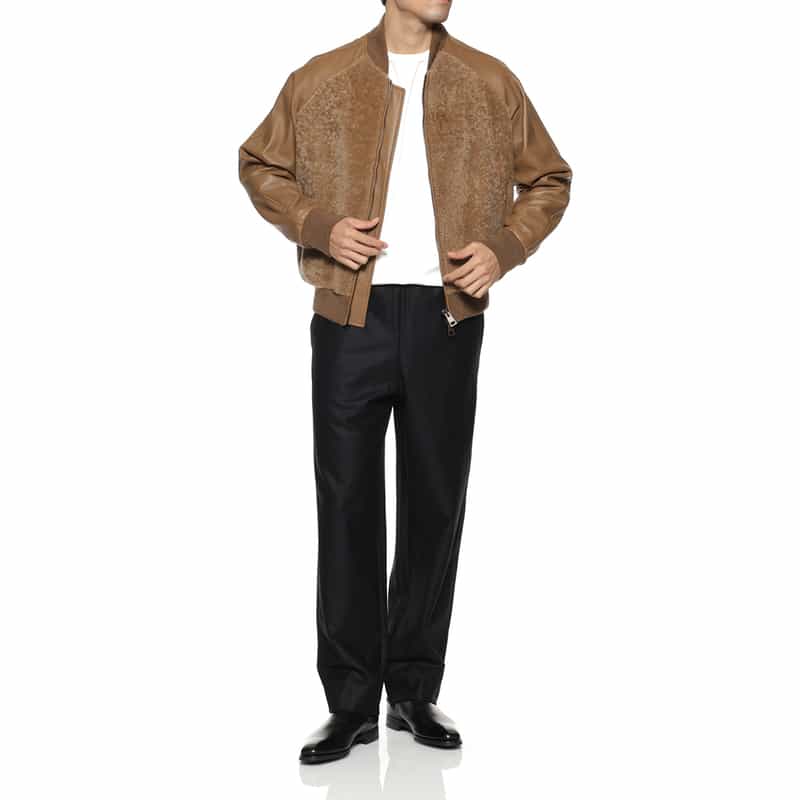 GELLI GELLI<ジェリ> コンビネーションレザージャケット CAMEL