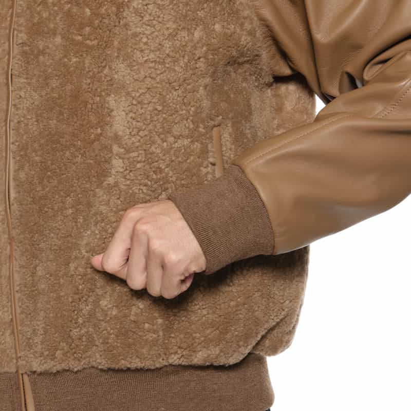 GELLI GELLI<ジェリ> コンビネーションレザージャケット CAMEL