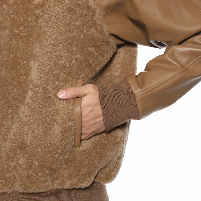 GELLI GELLI<ジェリ> コンビネーションレザージャケット CAMEL