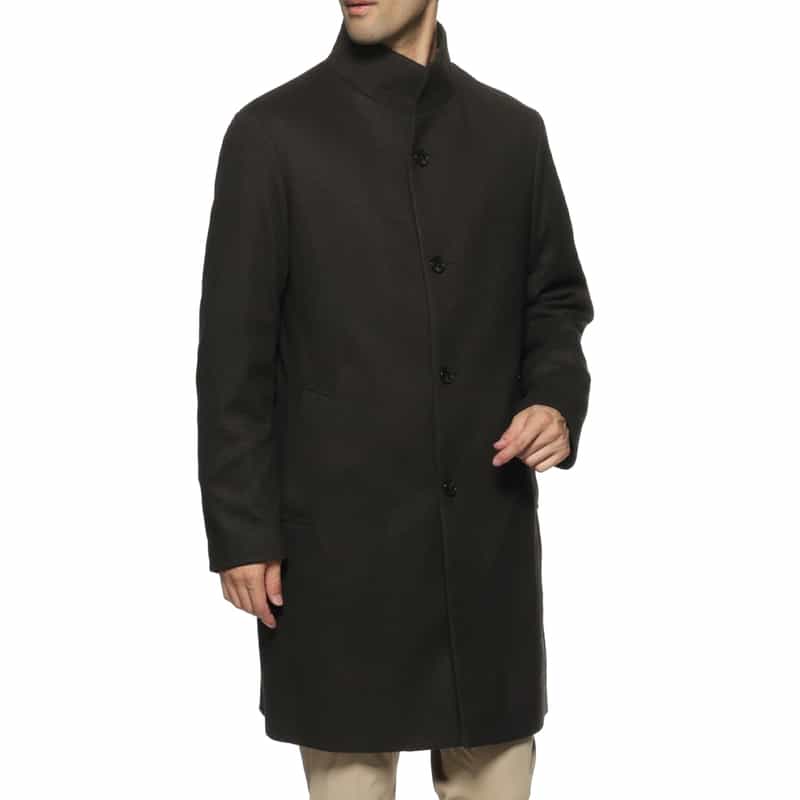 フランネルツイル素材スタンドカラーコート