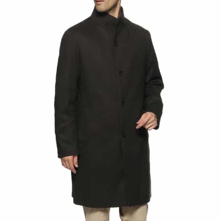 フランネルツイル素材スタンドカラーコート