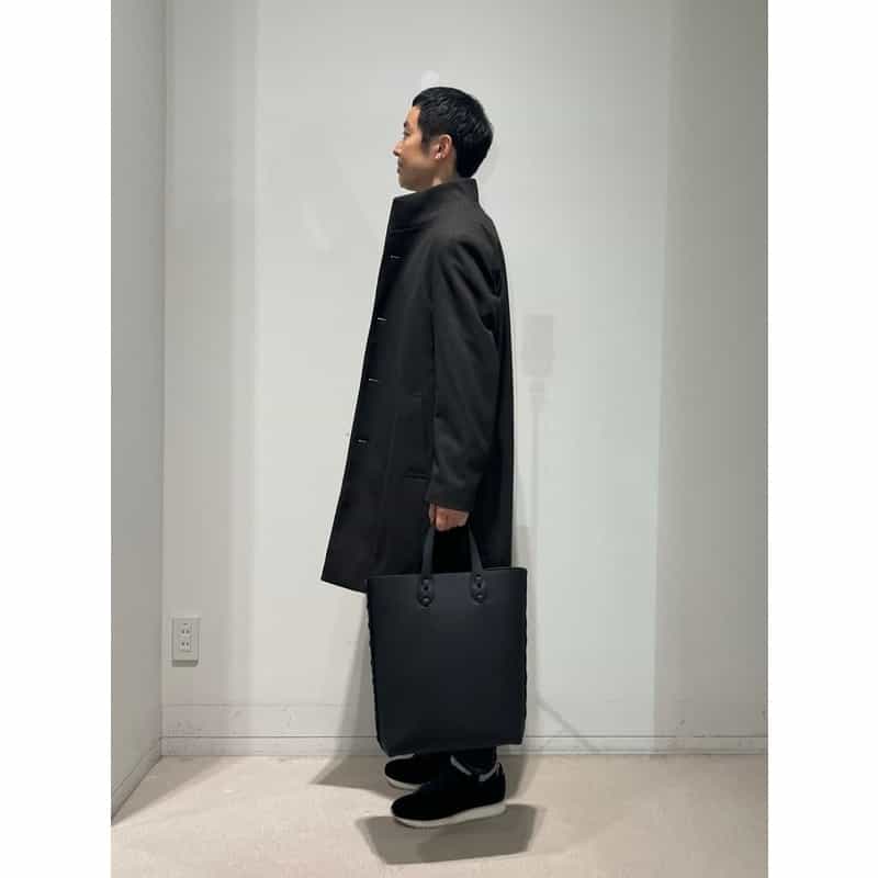 BARNEYS NEW YORK フランネルツイル素材スタンドカラーコート BROWN