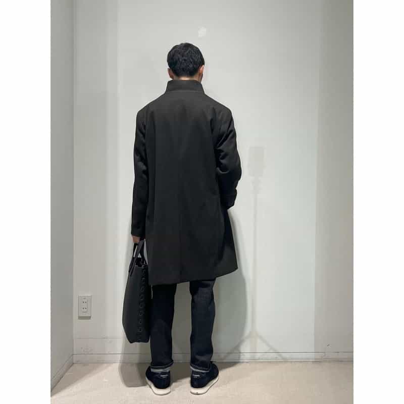 BARNEYS NEW YORK フランネルツイル素材スタンドカラーコート BROWN