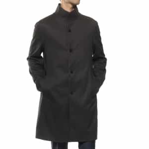 フランネルツイル素材スタンドカラーコート