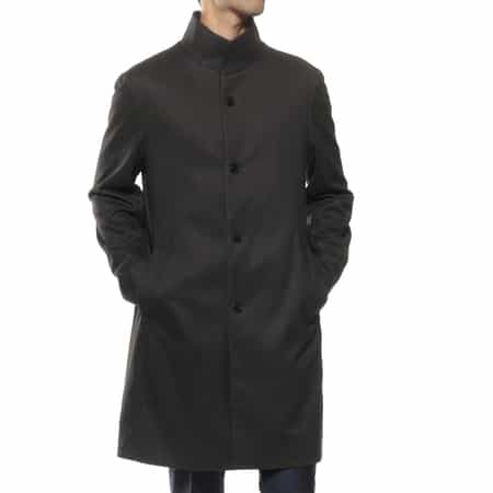 フランネルツイル素材スタンドカラーコート