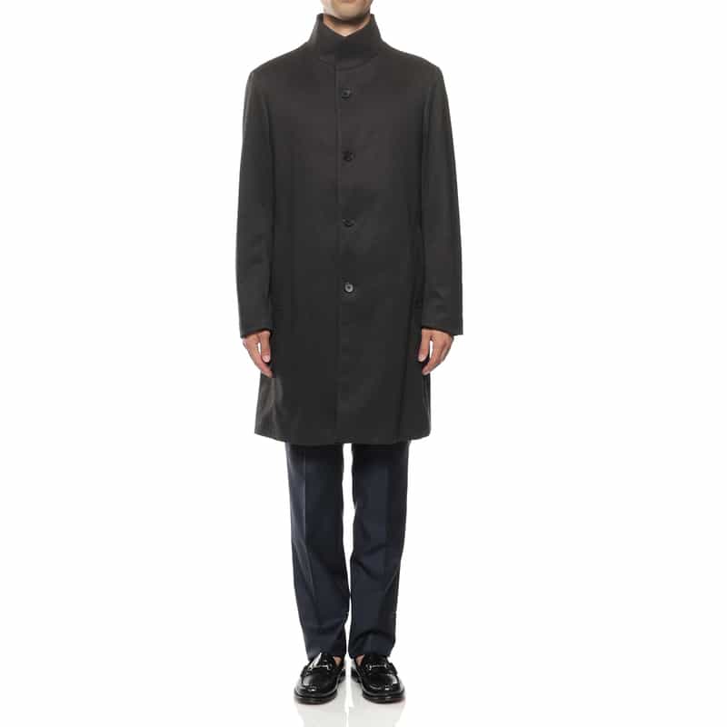 BARNEYS NEW YORK フランネルツイル素材スタンドカラーコート GRAY