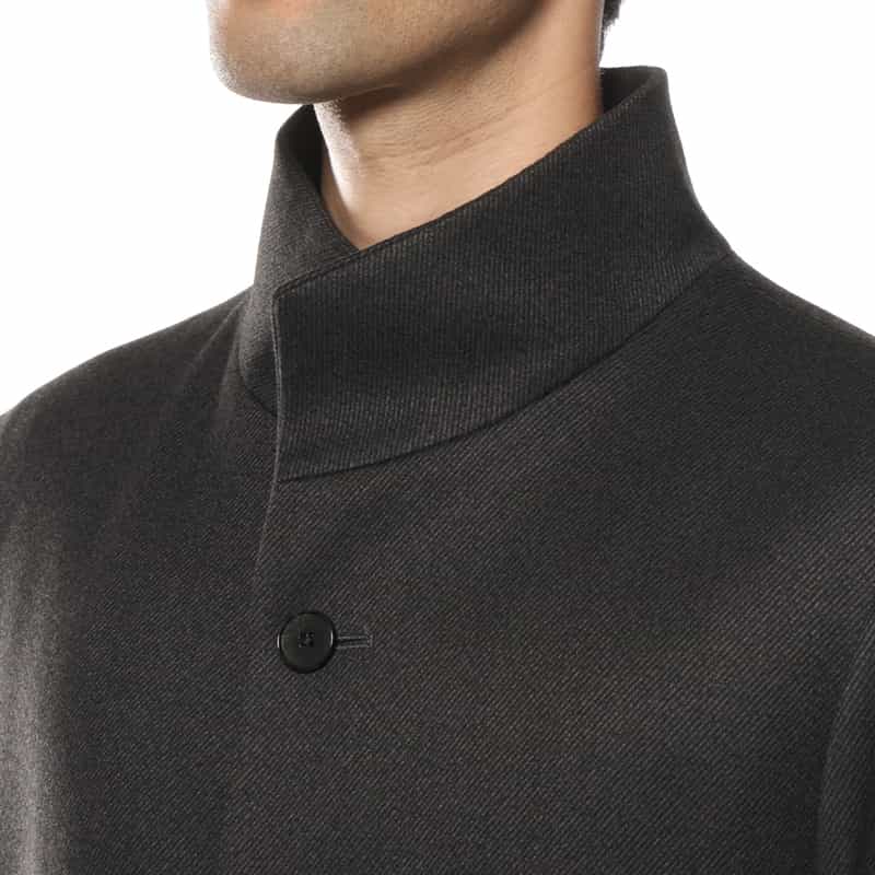 BARNEYS NEW YORK フランネルツイル素材スタンドカラーコート GRAY