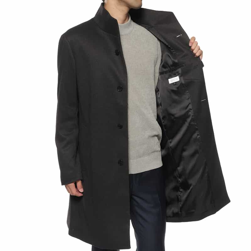BARNEYS NEW YORK フランネルツイル素材スタンドカラーコート GRAY