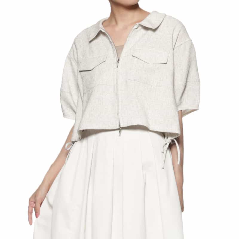 BARNEYS NEW YORK ドローストリング シャツブルゾン WHITE