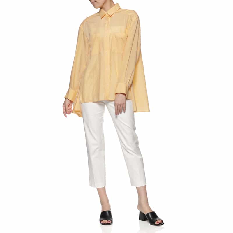 BARNEYS NEW YORK ウォッシャブル ロングスリーブ フレアシャツ YELLOW