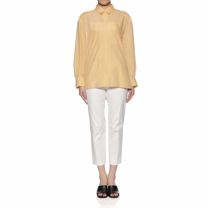 BARNEYS NEW YORK ウォッシャブル ロングスリーブ フレアシャツ YELLOW